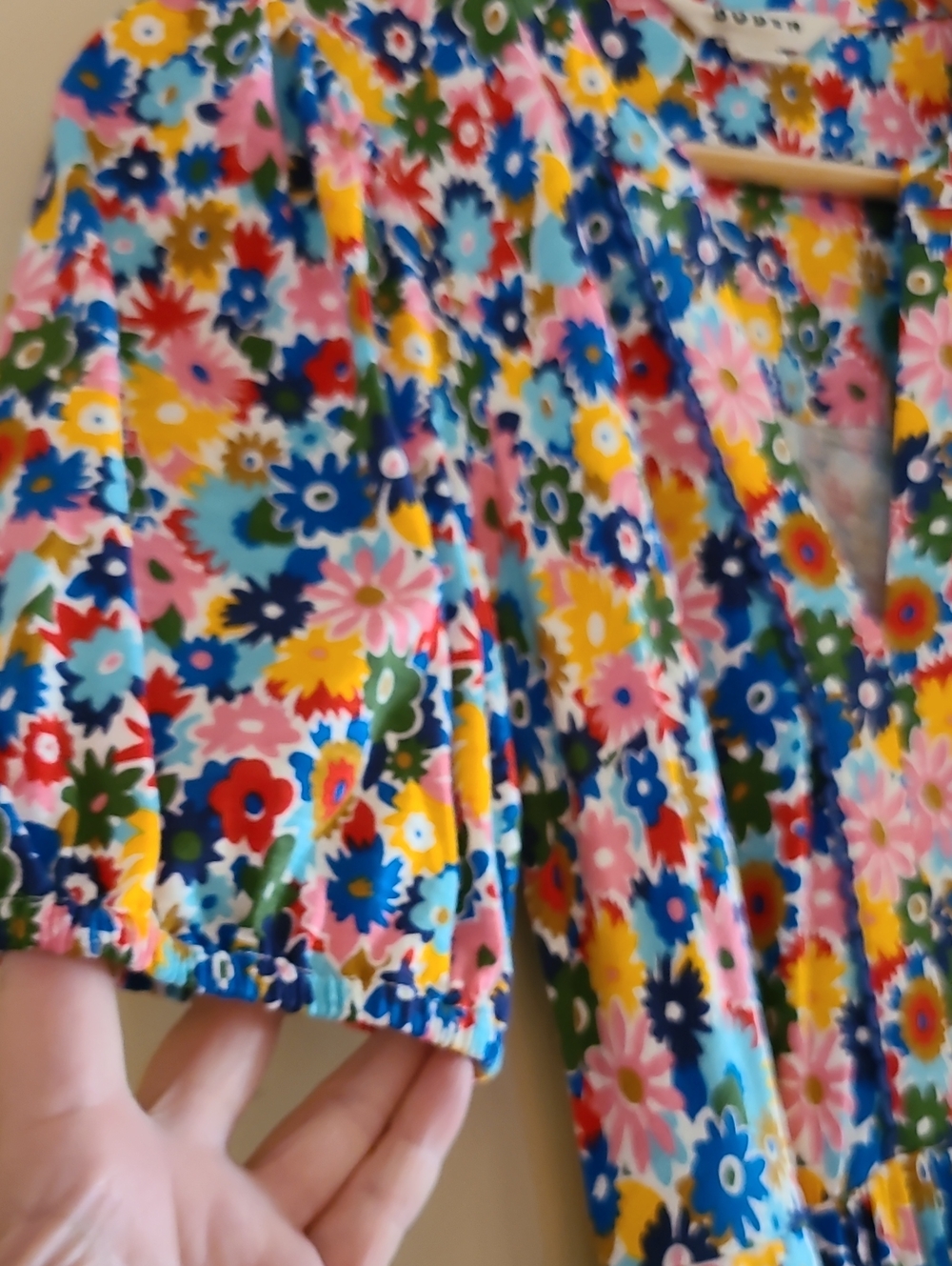 Boden Sofia Trim Jersey Midi Dress Floral Pink Multicolor Belred Waist Pockets - Picture 6 of 16